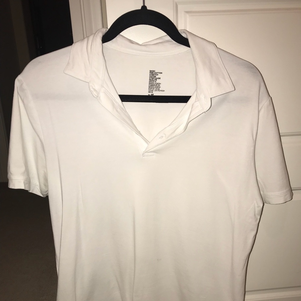 White cotton stretch H&M polo
